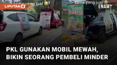 Seorang pemotor minder ketika hendak beli jajan di pinggir jalan namun PKL gunakan mobil mewah