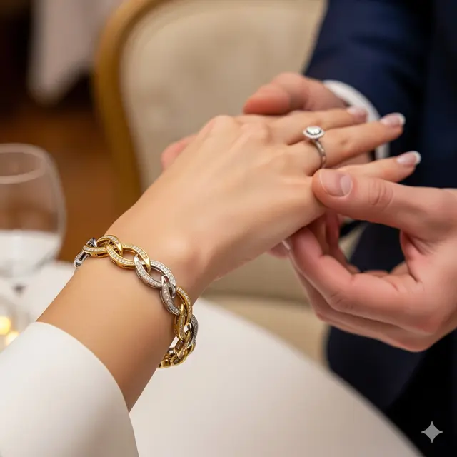 Gelang Kombinasi Emas Putih dan Kuning