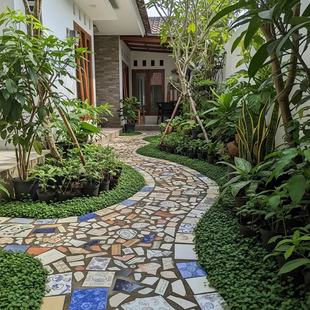 9 Ide Jalan Setapak Taman dari Pecahan Keramik Sisa Renovasi, Unik Tanpa Banyak Biaya