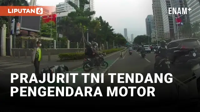 Prajurit TNI Tendang Pengendara Motor Usai Tabrakan