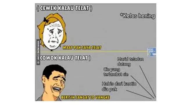 6 Meme Beda Cewek dan Cowok saat di Kelas, Bikin Kangen Teman Sekolah