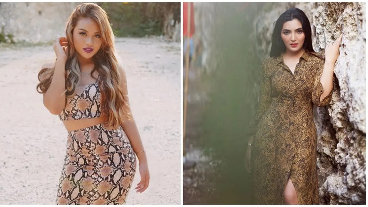 Gaya Ashanty dan Aurel Hermansyah Saat Memakai Baju Motif Ular
