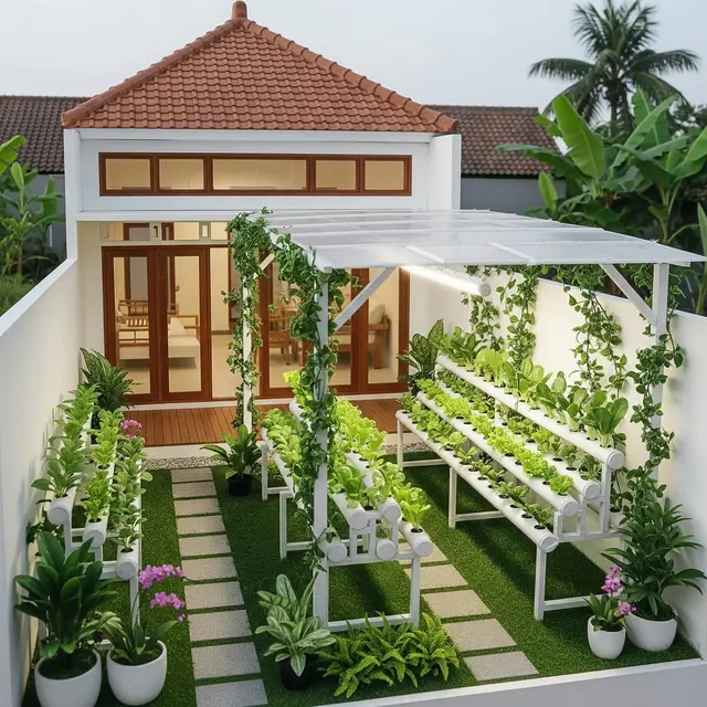 9 Model Rumah Mungil tapi Punya Halaman Belakang untuk Hidroponik