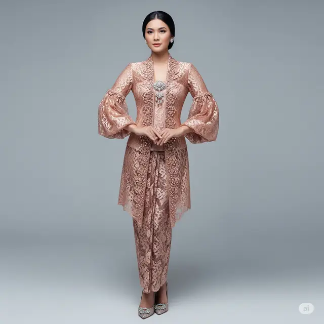 8 Model Kebaya Brokat Lengan Balon: Tren Fashion Tradisional yang Menawan