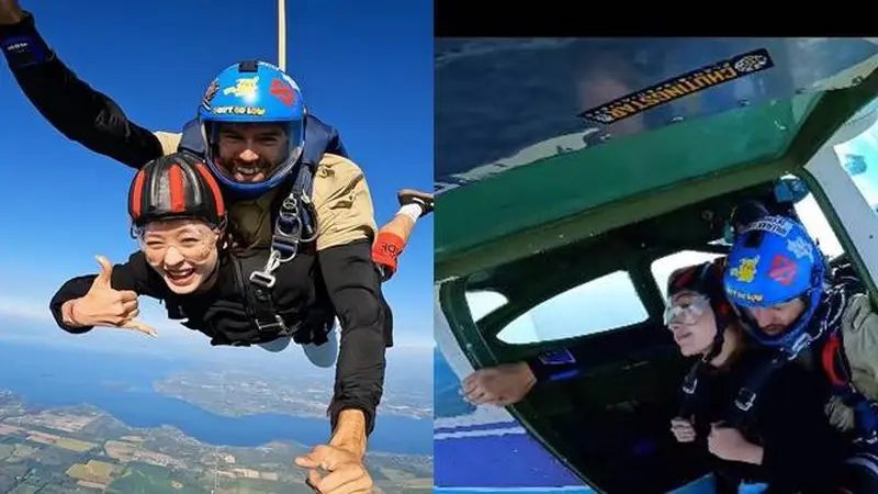 Coba Banyak Olahraga Ekstrem, Ini 7 Momen Natasha Wilona Sky Diving di Kanada