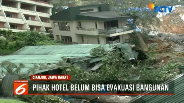 Hingga berita ini diturunkan, pihak hotel belum dapat mengevakuasi banguan yang rusak. Karena belum ada proses perbaikan tebing yang longsor.