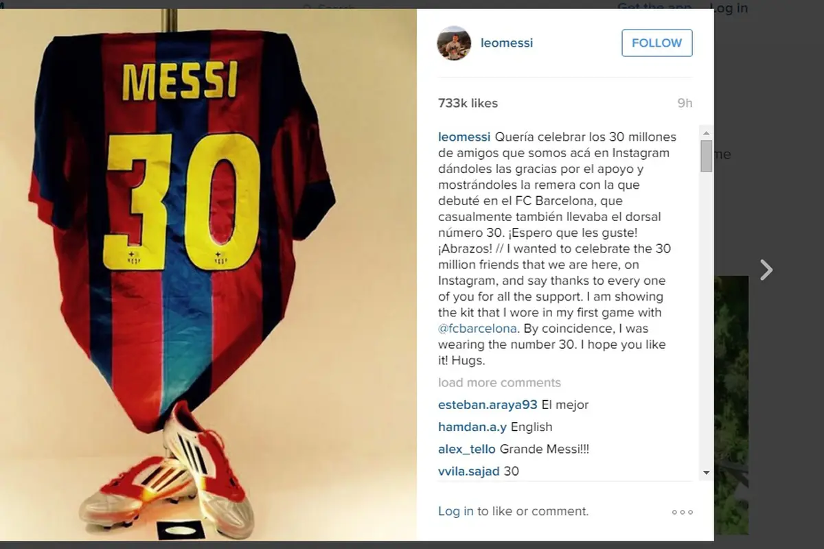 Messi 30 juta followers