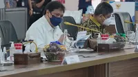 Menko Perekonomian Airlangga Hartarto enggelar Rapat Koordinasi Penanganan Covid 19 di Sumatera Utara, Kamis (9/9/2021).