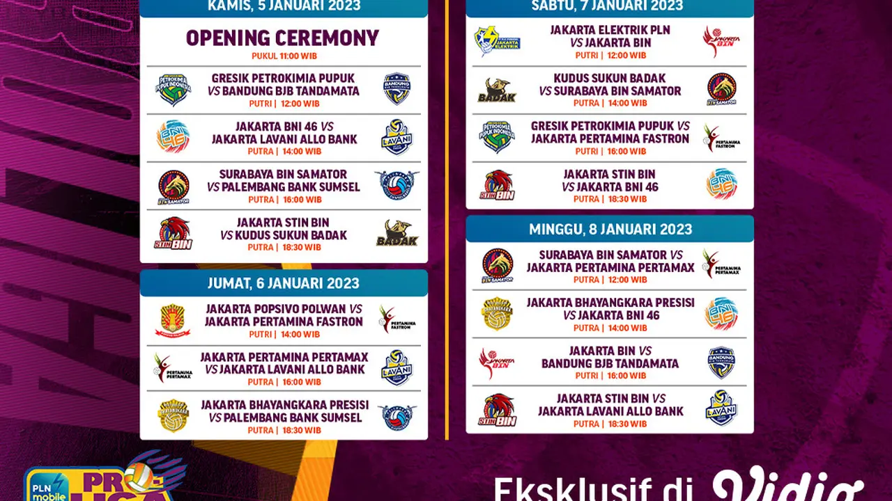Jadwal dan Live Streaming Proliga 2023 Putaran I di Vidio, 5-8 Januari 2022