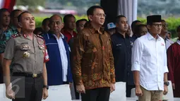 Suasana deklarasi damai Pilgub DKI Jakarta putaran kedua di Jakarta, Senin (17/4). Deklarasi dilakukan untuk menunjukkan komitmen damai dalam gelaran pilkada ini. (Liputan6.com/Faizal Fanani)