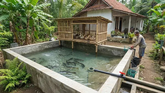 Ide Tata Letak Kolam Lele dan Kandang Bebek