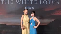Patricia Gouw dan Regina Phoenix mencuri perhatian di gala premiere serial televisi terkenal 'The White Lotus' musim ketiga. Kehadiran Patricia dan Regina semakin spesial karena bertepatan dengan kehadiran salah satu bintang utama serial tersebut, Lisa BLACKPINK. (Liputan6.com/IG/@reginaaphx)