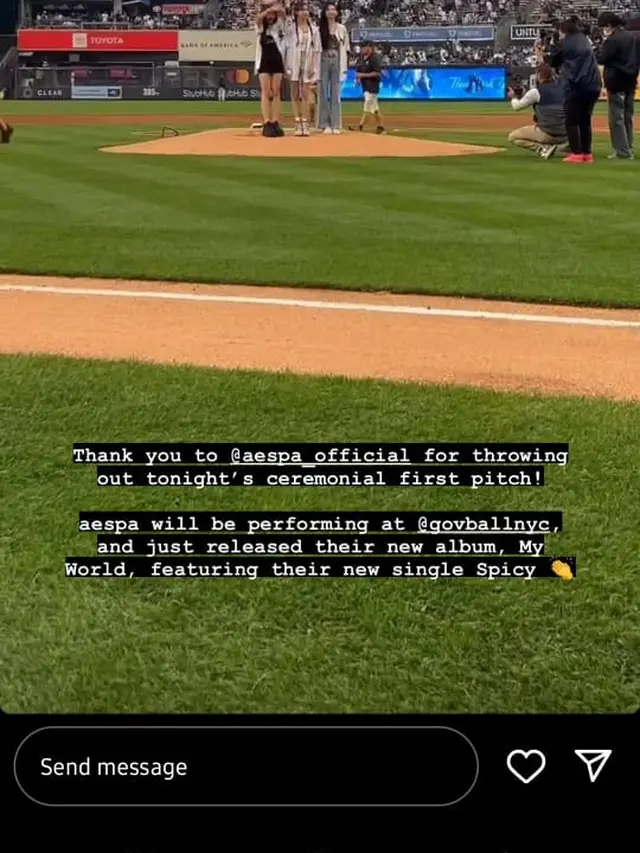 Winter, Karina, dan Ningning aespa. (Instagram/ aespa_official - yankees)
