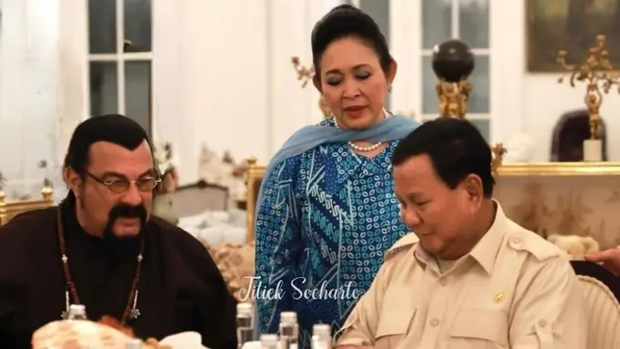 Prabowo dan Titiek Soeharto saat Bertemu Aktor Hollywood, Steven Seagal