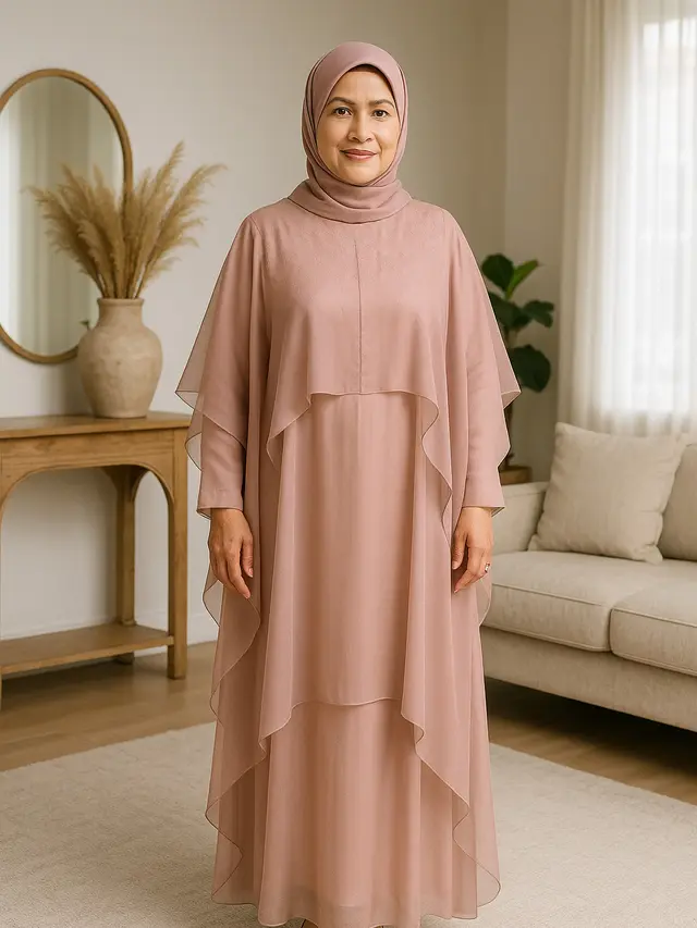 7 Model Gamis Kaftan untuk Kondangan Ibu-Ibu Usia 50 Tahun ke Atas, Tetap Anggun dan Elegan