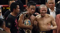 Daud Yordan kalahkan Yoshitaka Kato dengan menang angka mutlak pada pertarungan di Balai Sarbini, Jumat (5/2/2016) malam (Johan Tallo/Liputan6.com)