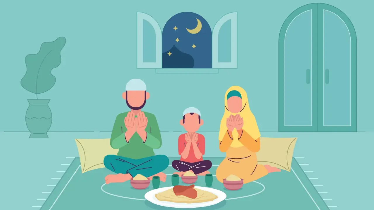 Ilustrasi sahur, buka puasa, Islami