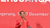 Presiden Joko Widodo (Jokowi) memberi sambutan saat Rapat Koordinasi Nasional (Rakornas) Tiga Pilar Bidang Ekonomi Kerakyatan. (Dok PDIP)