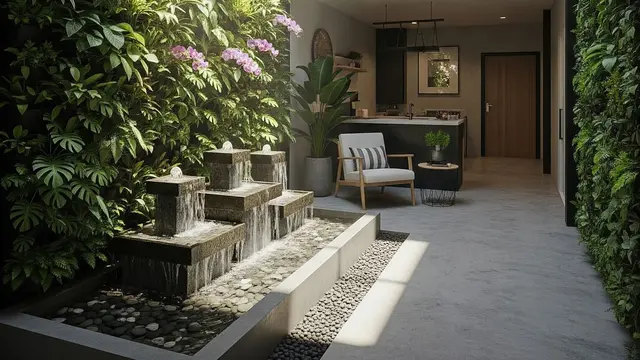 Rumah Kecil Tapi Luas dengan Taman Dalam Rumah dan Air Mancur Mini