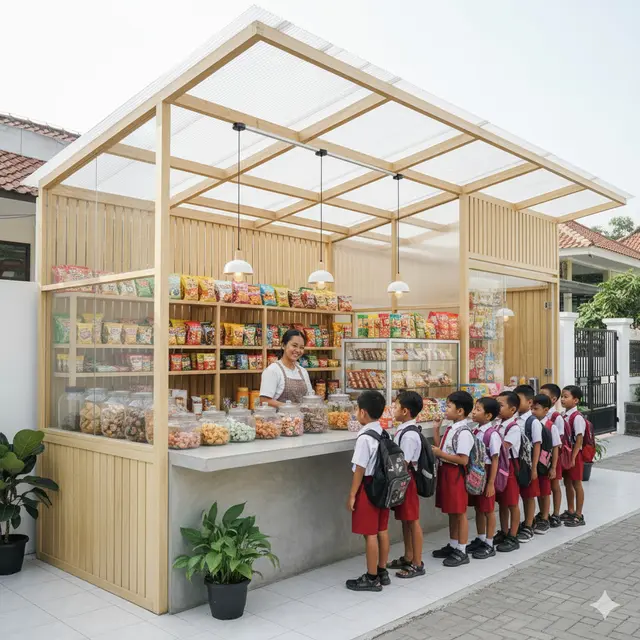 Desain Warung Jajan Anak Sekolah Paling Kreatif. Gemini