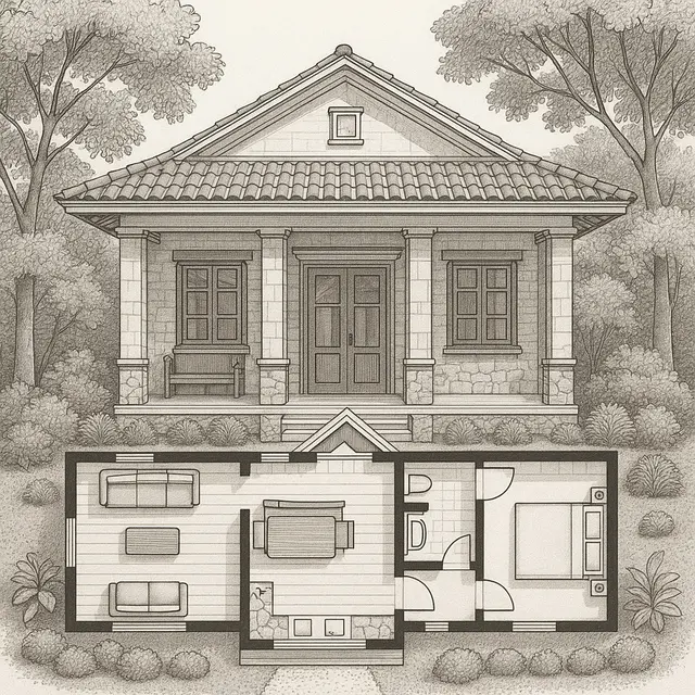 Inspirasi Denah Rumah Klasik yang Cantik dan Modern  (Image by ChatGPT)