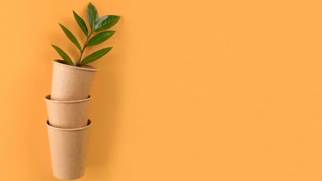 Ilustrasi gelas kertas daur ulang atau paper cup recycle