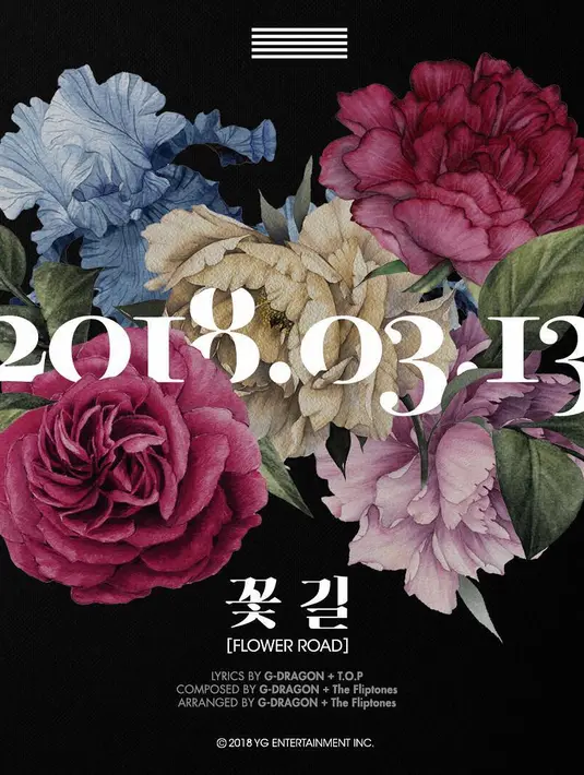 Dalam foto teaser itu, terlihat lima gambar bunga dengan rincian dari lagu Flower Road. (Foto: instagram.com/fromyg)