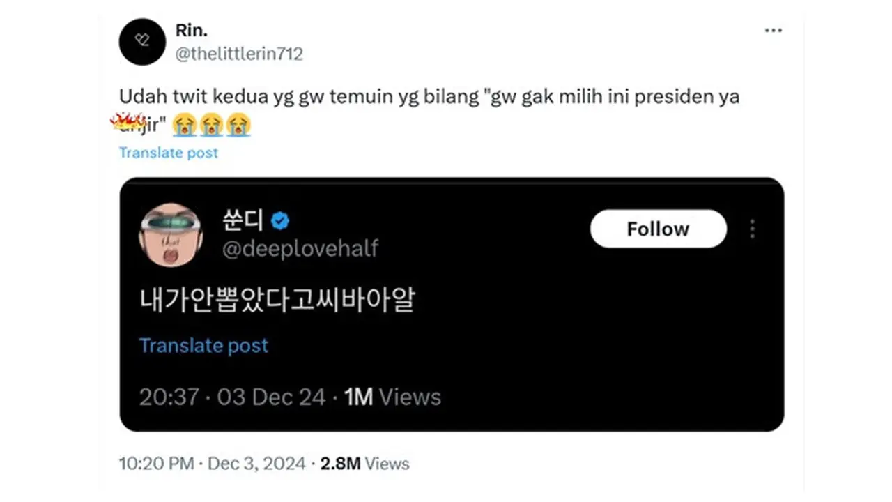 6 Terjemahan Cuitan Netizen Korea Selatan ketika Darurat Militer Ini Kocak