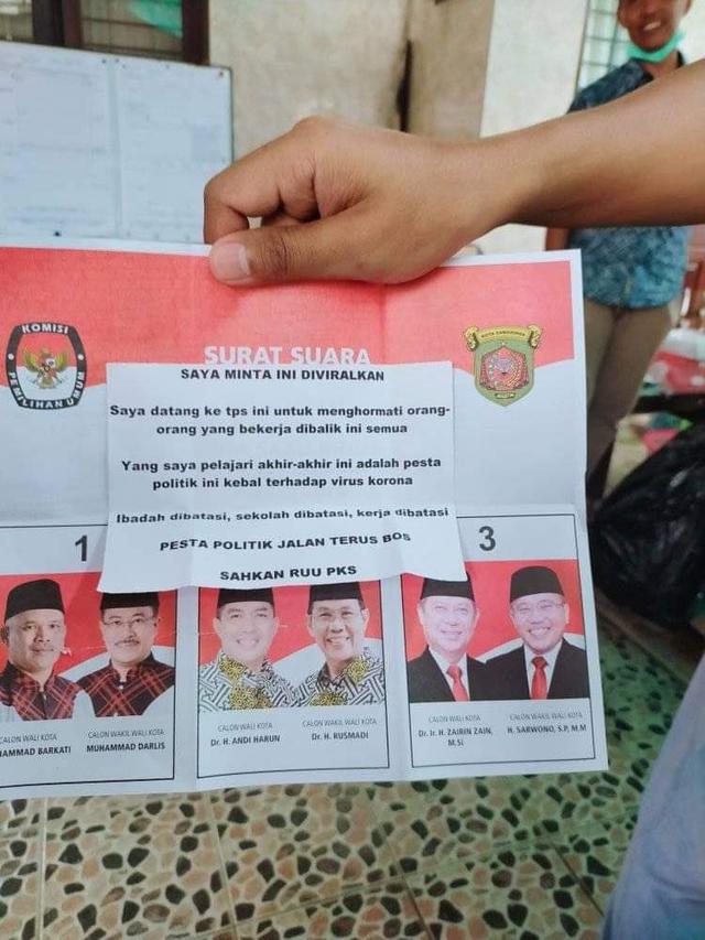 7 Catatan dan Foto Nyeleneh Pemilih di Surat Suara Pilkada 2020