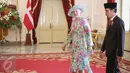 Presiden Jokowi (kanan) menerima kunjungan Ratu Denmark Margrethe II di Istana Merdeka, Jakarta, Kamis (22/10). Pertemuan antara kedua kepala negara ini untuk mempererat hubungan kerja sama yang sudah terjalin selama 65 tahun. (Liputan6.com/Faizal Fanani)