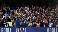 Selebrasi pemain Chelsea ketika menghajar West Ham di lanjutan Liga Inggris (AFP)