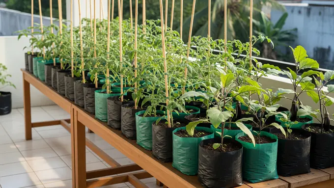 Model Kebun Polybag untuk Tomat dan Terong