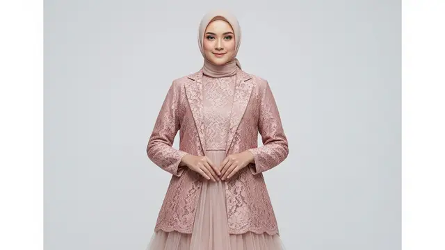 Model Gamis Brokat Blazer Panjang