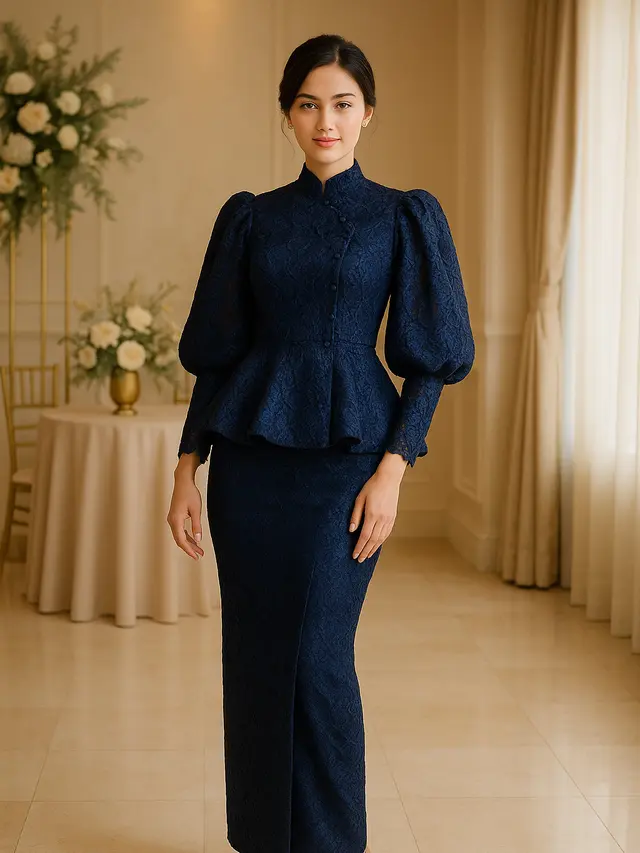 Model Kebaya Janggan Brokat Lengan Balon