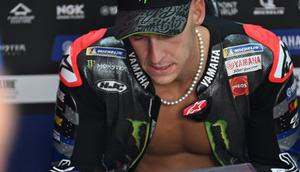 Fabio Quartararo saat mengikuti MotoGP Mandalika 2025. (TOSHIFUMI KITAMURA / AFP)