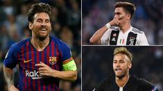 Bintang Barcelona, Lionel Messi, masih menjadi pimpinan sementara pencetak gol terbanyak Liga Champions dengan torehan lima gol. Berikut daftar top scorer Liga Champions hingga matchday kedua. (Kolase foto-foto AFP)