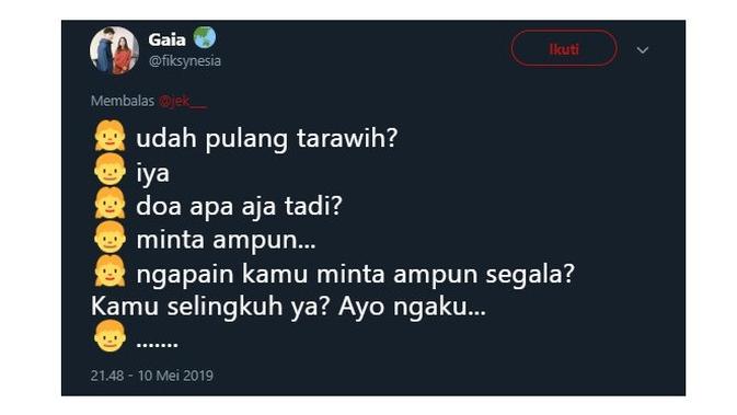 6 Drama Pasangan Kekasih Usai Pulang Tarawih Ini Bikin Tepuk Jidat (sumber:Twitter/ @fiksynesia)