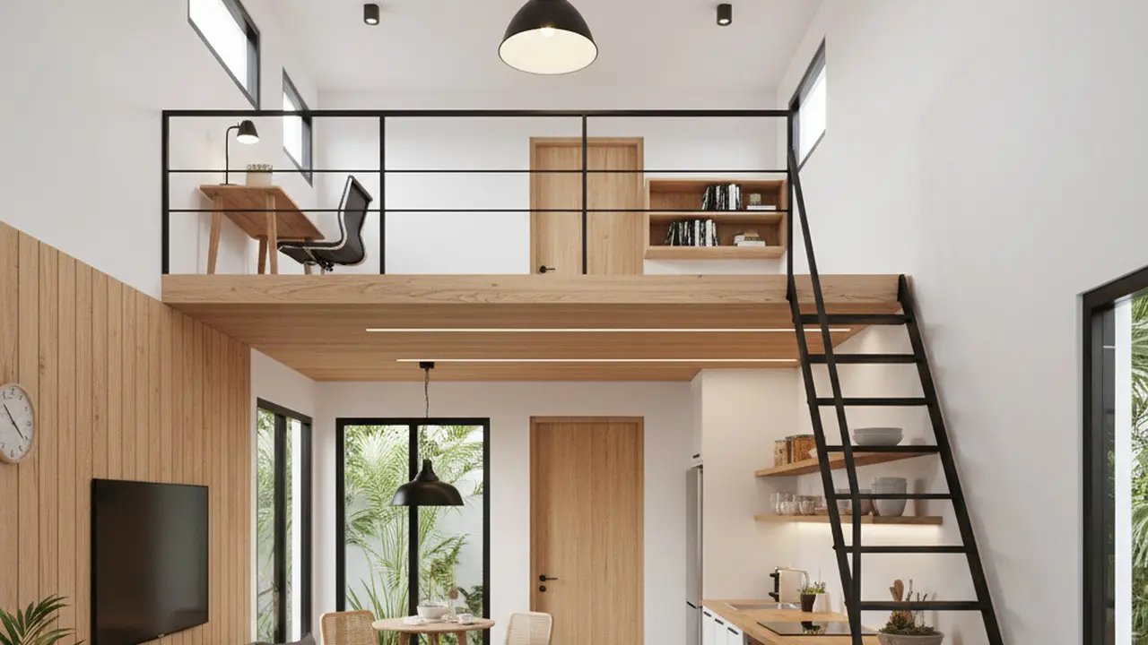 Inspirasi Rumah Mungil Mezzanine Tanpa Tangga Permanen. Gemini