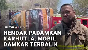 Kendaraan Damkar Terbalik saat Menuju Lokasi Karhutla di Polewali Mandar