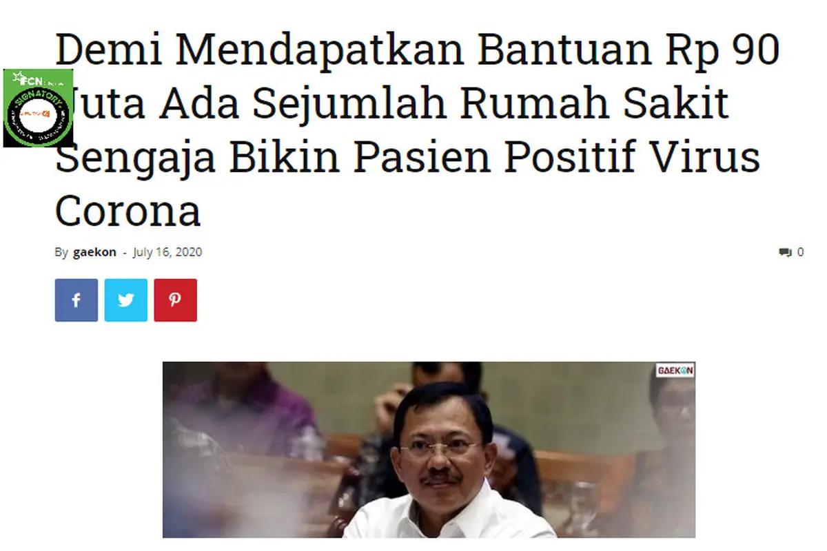 Penelusuran klaim RS sengaja membuat pasien positif Covid-19 untuk dapat bantuan Rp 90 juta