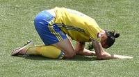Striker tim nasional Swedia, Zlatan Ibrahimovic. (AFP/Pascal Pavani)