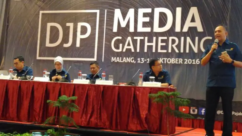 Acara Media Gathering Direktorat Jenderal Pajak Kementerian Keuangan di Hotel Atria, Malang, Kamis (13/10/2016).