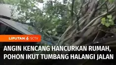 Angin kencang menerjang permukiman warga di Klaten, Jawa Tengah. Sejumlah warung dan rumah milik warga rusak akibat tertimpa pohon tumbang.