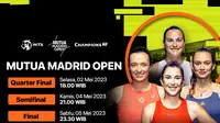 Jadwal Siaran Langsung WTA 1000 Mutua Open 2023 di Vidio, 4 & 5 Mei 2023. (Sumber : dok. vidio.com)