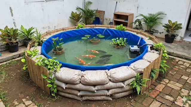 Kolam Ikan Mini di Sudut Halaman Tanpa Menggali Tanah