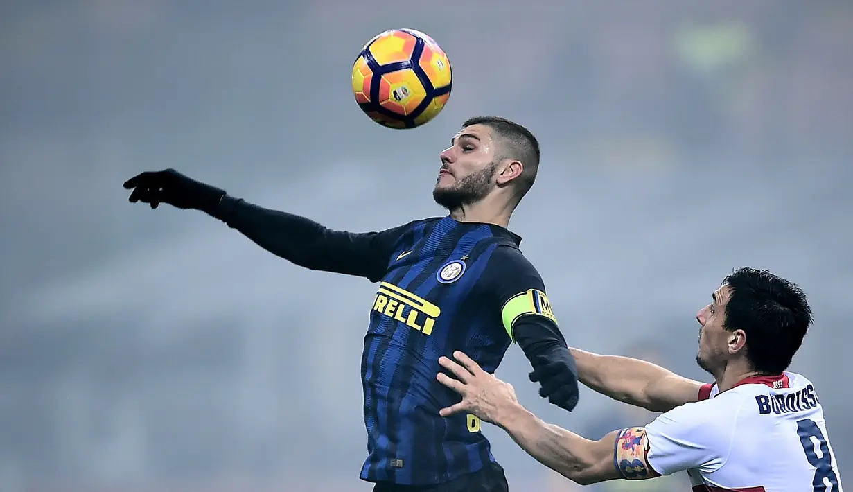 Inter Milan menang 2-0 atas Genoa pada laga pekan ke-16 Serie A di Giuseppe Meazza, Minggu (11/12/2016). Sepasang gol Inter dicetak Marcelo Brozovic menit ke-38 dan 69. (AFP/Filippo Monteforte)