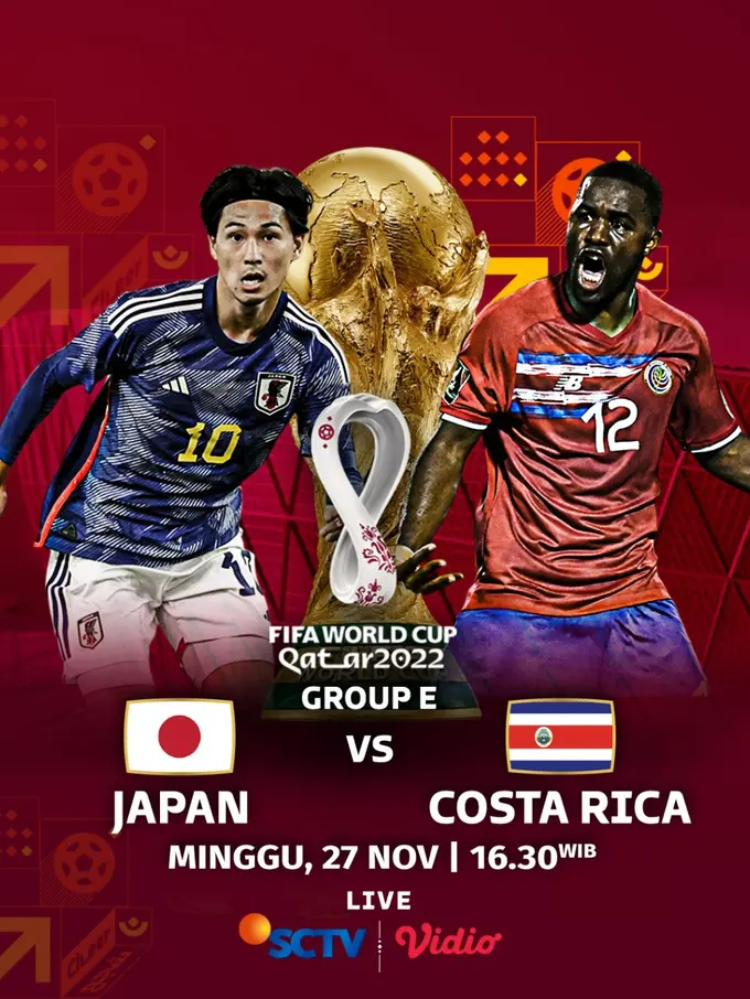 Jadwal Piala Dunia Minggu 27-28  November: Tonton Jepang vs Costa Rica Live di SCTV, Vidio dan Mentari TV