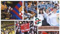 Ilustrasi - Kolase Suporter Borussia Dortmund, Real Madrid, Barcelona, MU, Bayern Munchen, Schalke 04, Arsenal, Borussia Monchengladbach (Bola.com/Adreanus Titus)