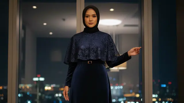 Model Gamis Kebaya dengan Obi untuk Acara Kantor