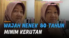 Seorang nenek berumur 80 tahun memamerkan wajah yang minim kerutan.